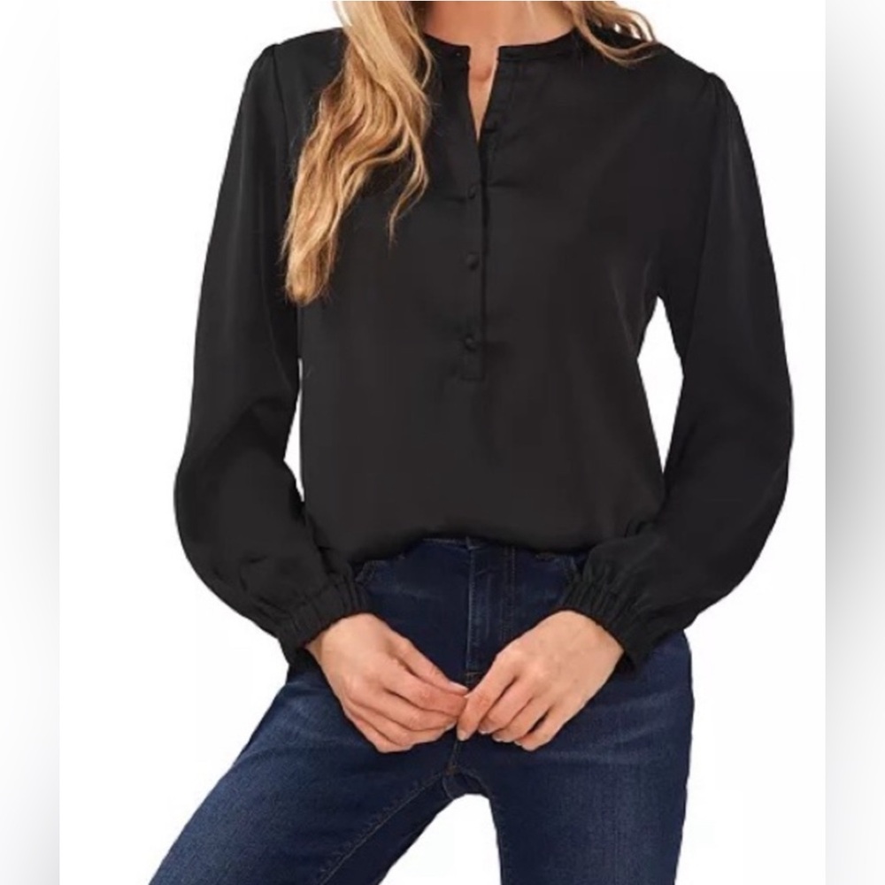 J653. CeCe Whistful Daydream top Black Large NWT